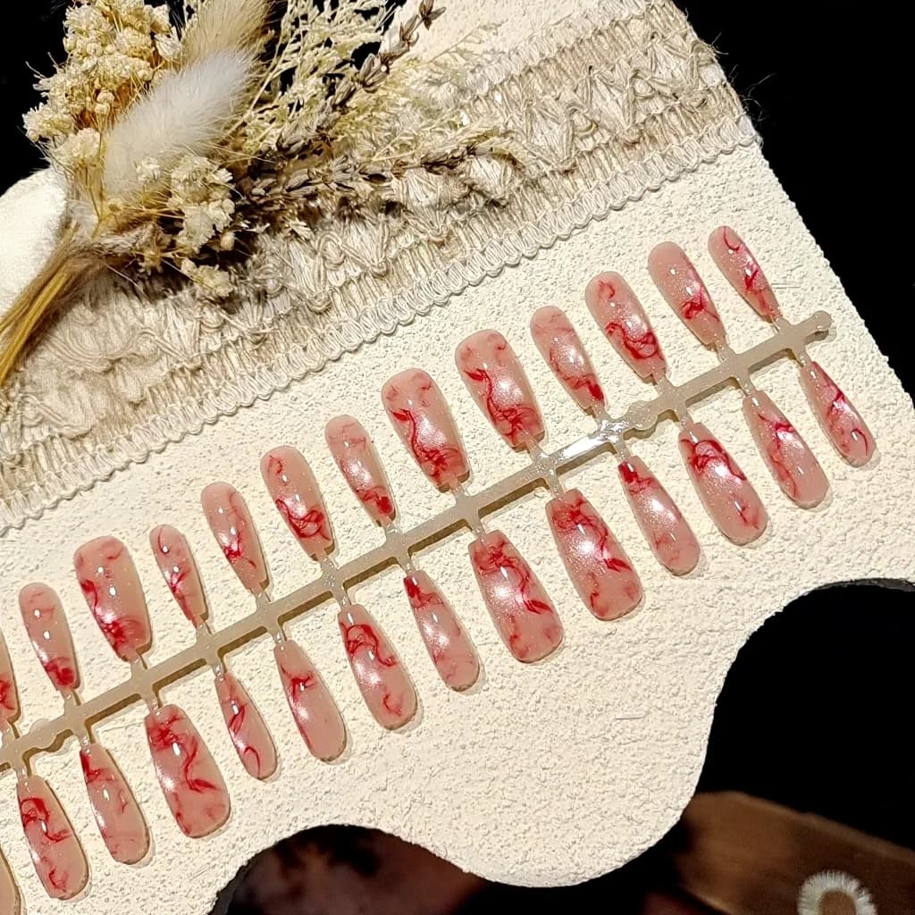Roza umetne nohte mačje oko srednji oval z bleščicami
